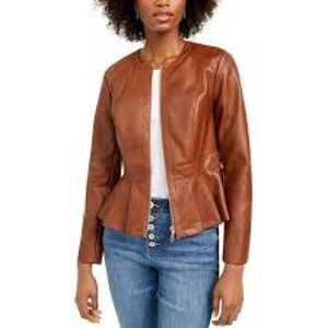 INC Woman’s Peplum Faux Leather Jacket NWT